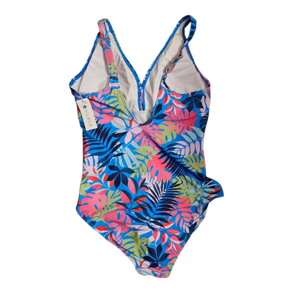 Holipick. Tropical Leaf Print One-Piece Swimsuit. Size Large. NWT. - Picture 3 of 10